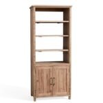 Vintage style wide bookshelf with 2 doors