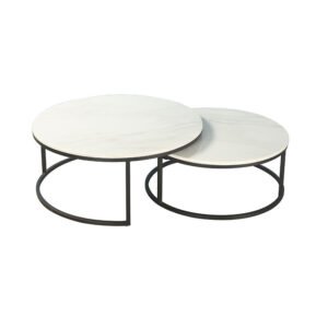 White marble+metal round coffee tables
