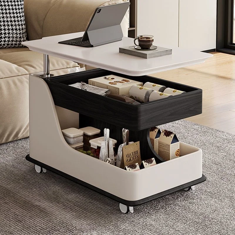 Modern Rotatable Small Storage Coffee Table High Quality Cheap Wooden Side Table Multifunctional Popular Movable Coffee Table