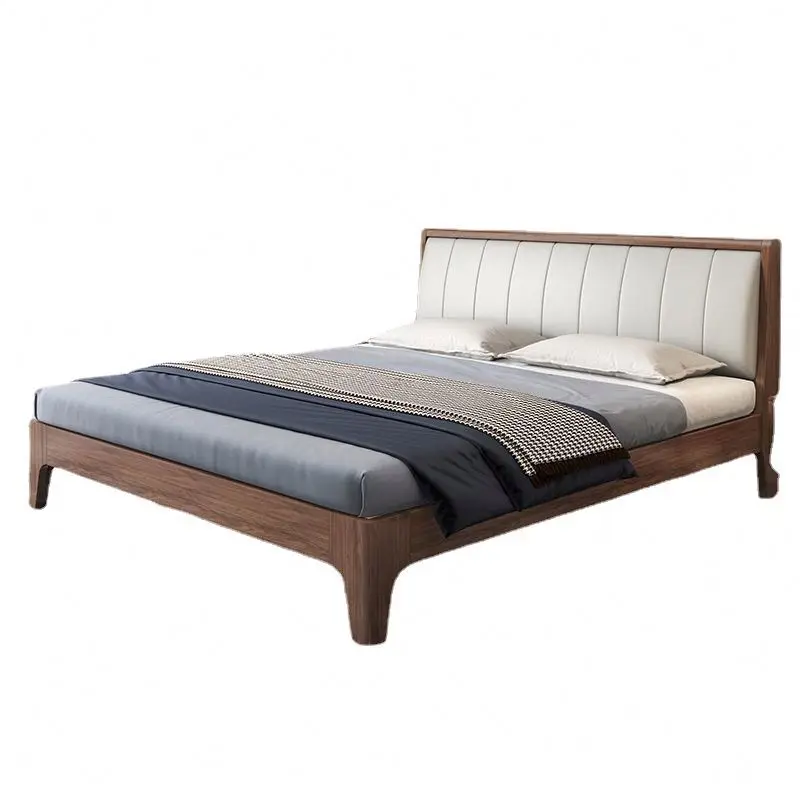 2026 GEDO Modern Solid Wood Frame Bed Wooden King Queen Size Customized Beds With Bedside Table Bedroom Home Furniture Set