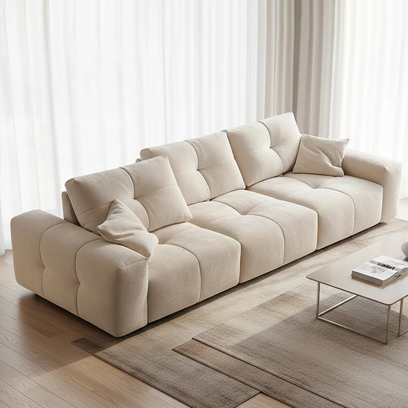 Soft Cloud Couches with Adjustable Back Modern Fabric Living Room Sofa for Home Use Popular Cream Style 3-seater Sofa Set