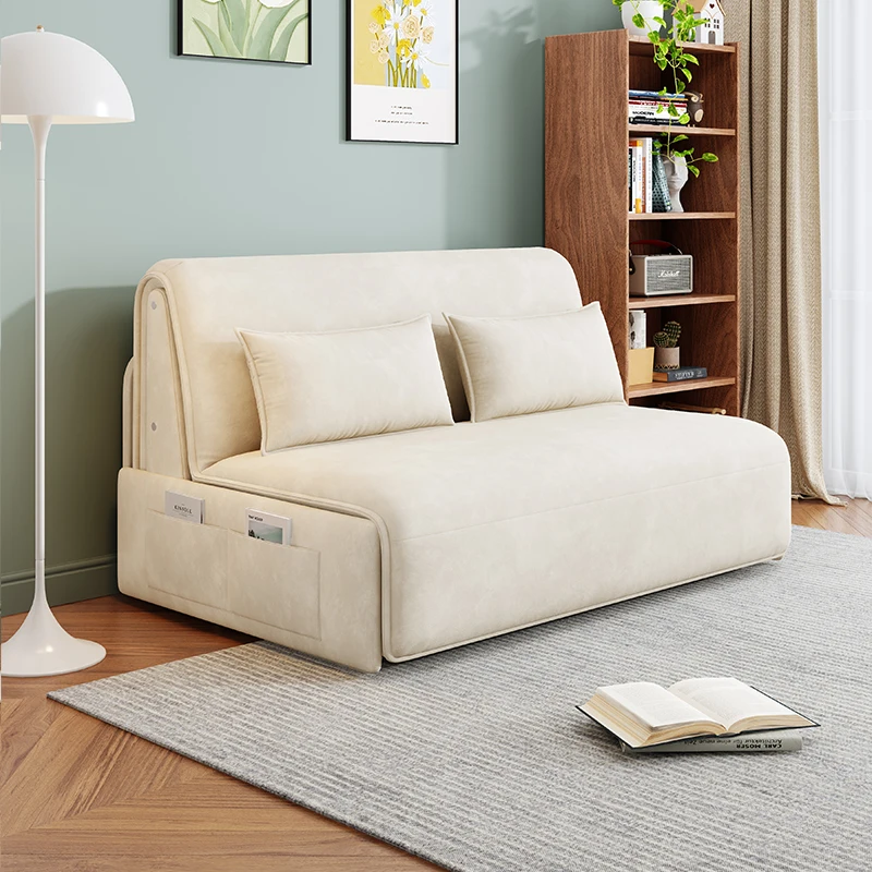 New Design Remote Control Sofa Bed Electric Couch Modern Living Room Double Sofa Bed Quite Soft Velvet Fabric Sofa Bed for Home