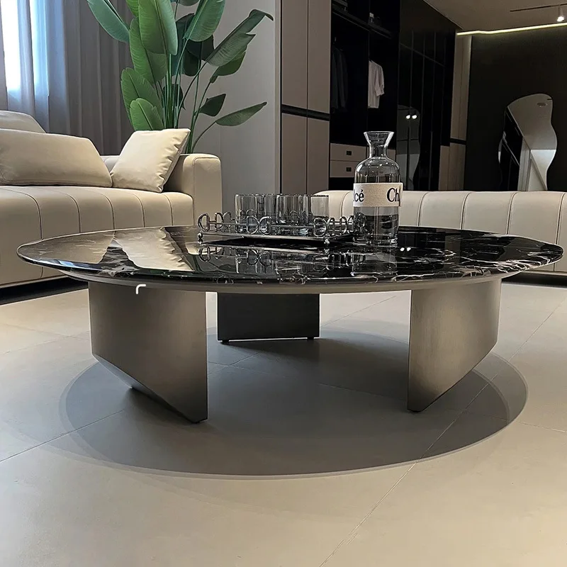 Luxurious Marble Coffee Table Living Room Furniture Round Center Table Modern High-end New Designer Coffee Table with Stone Top