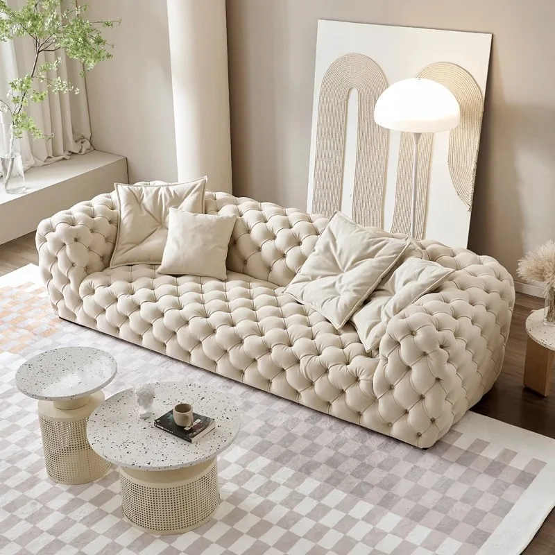 Popular High-end Creamy Chesterfield Sofa Living Room Furniture Comfortable Couch Italian Creative Light Luxury Postmodern Sofa