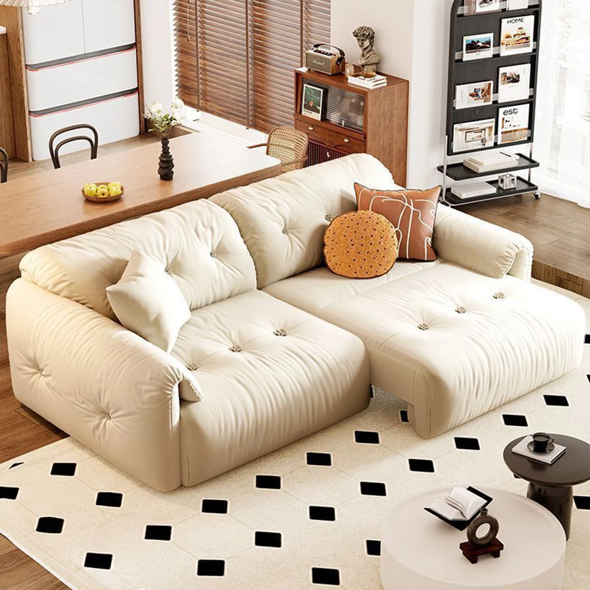 Latest Design Electric Sofa Bed Modern Cream Style Cloud Couch Popular Fabric Living Room Sofas for Home Remote Control Sofa Bed