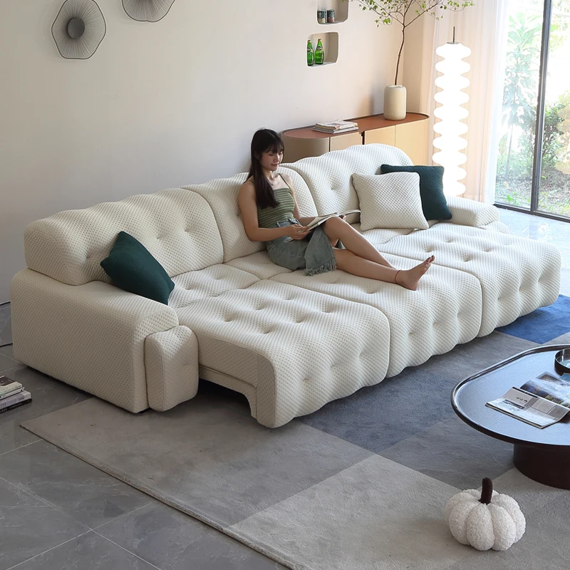 Modern Premium Pull-Out Sofa Bed for Living Room Three-Seat Couch Electric Feature Home Furniture Wood Legs Fabric Sponge