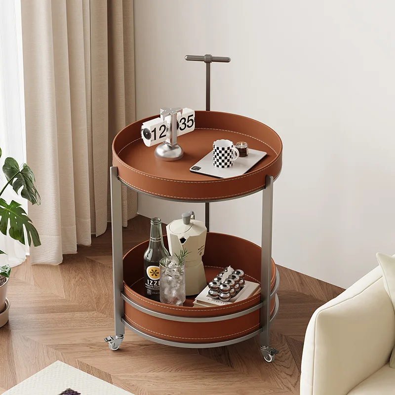 Cheap Wholesale Leather Coffee Table Creative Modern Movable Side Table Light Luxury Living Room Coffee Table With Wheels