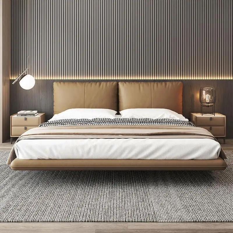 GEDO Modern Simple Solid Wood Soft Bedroom Air Sleeping Storage Bed King Size Wooden Beds Reclining Extendable Comfortable