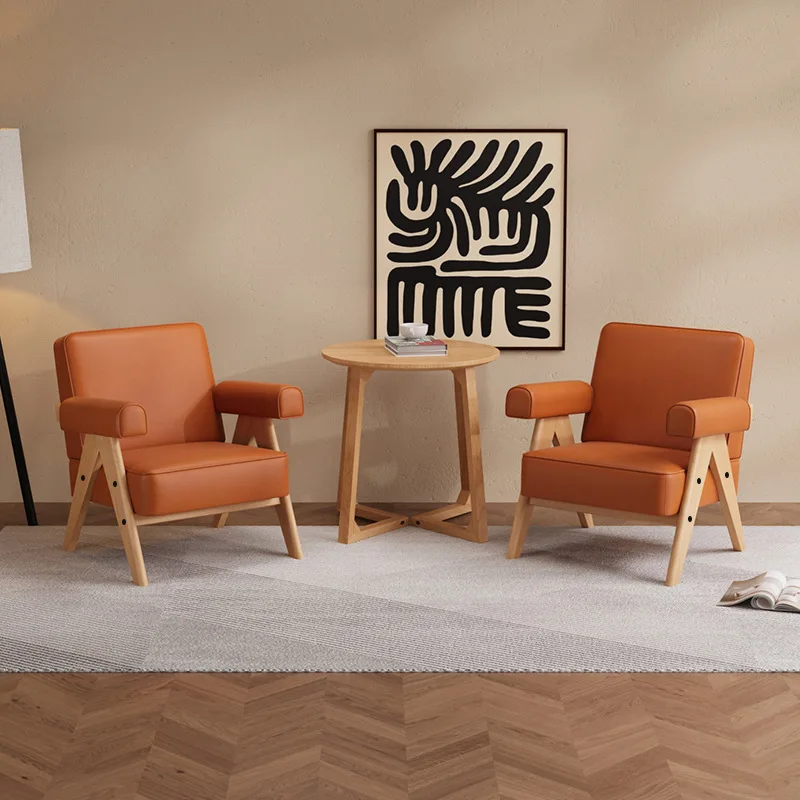 2026 GEDO Modern Solid Wood Living Room Furniture Cover Material Customized Chair Leisure Chairs With Armrest